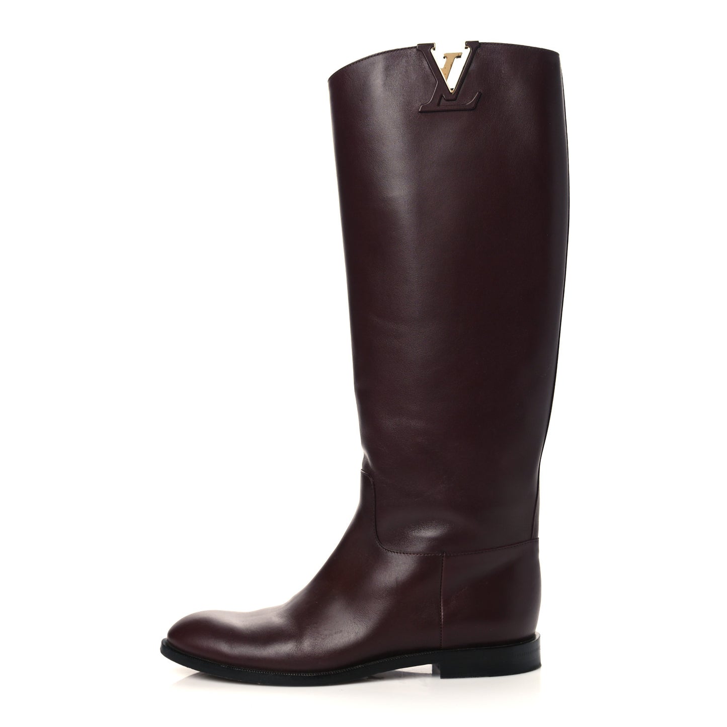 Calfskin Heritage Flat High Boots 37.5 Brown