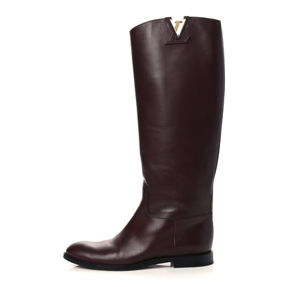 Louis Vuitton Calfskin Heritage Flat High Boots 37.5 Brown 2 of 18