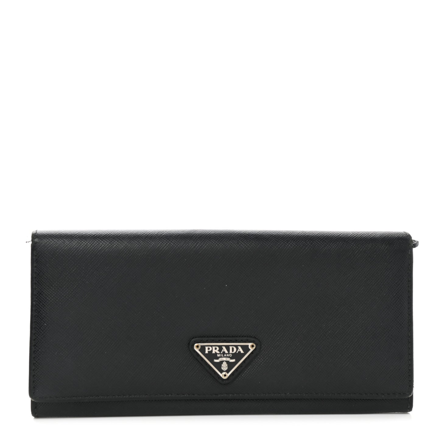 Saffiano Triangle Continental Flap Wallet Black