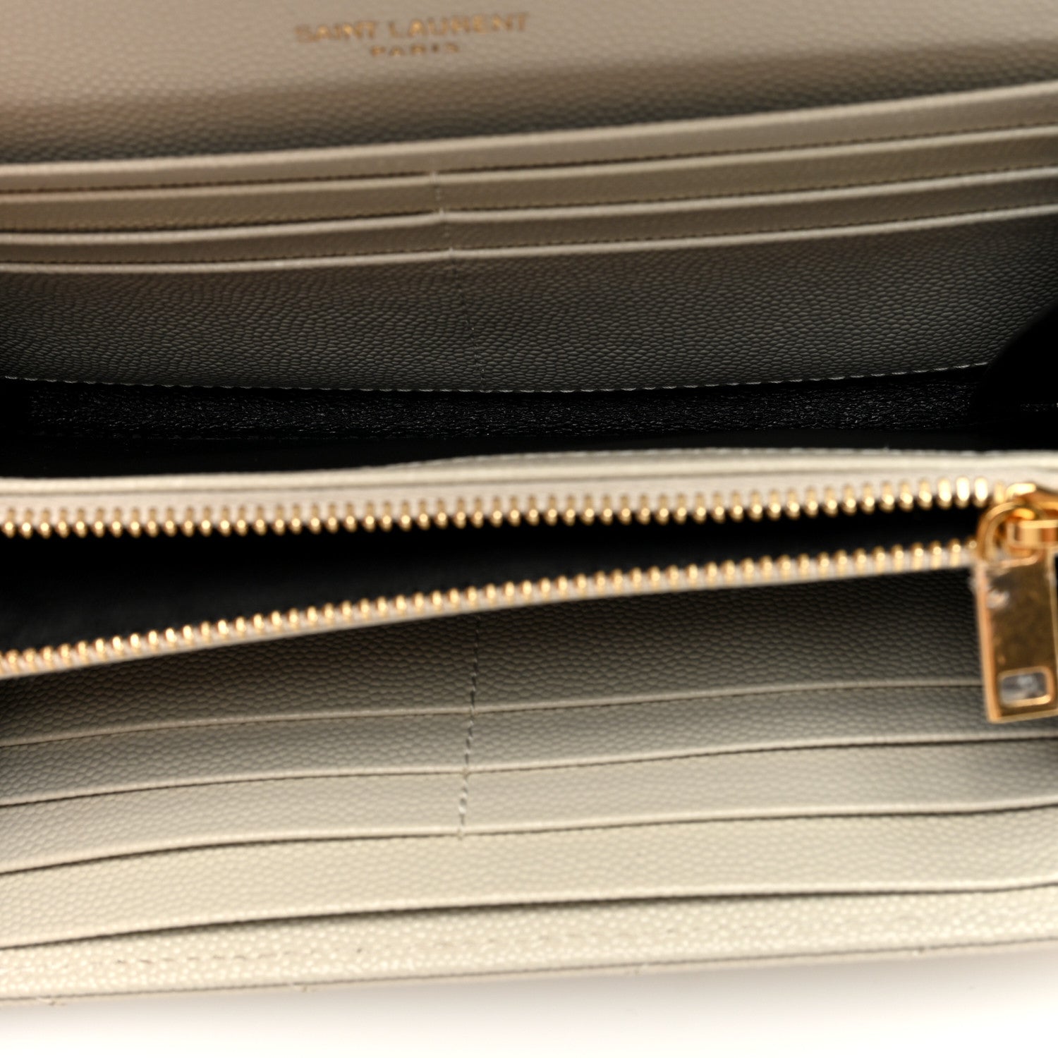 Saint Laurent Grain De Poudre Matelasse Chevron Monogram Flap Wallet Crema Soft 5 of 6