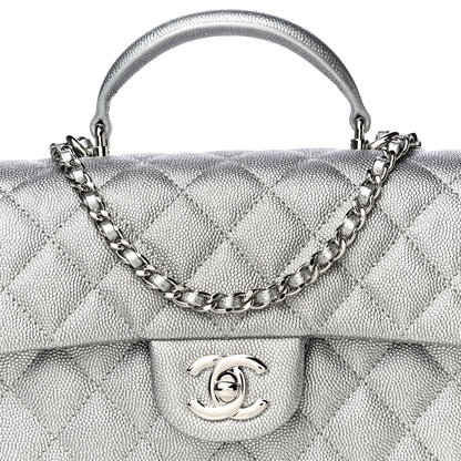 Chanel Metallic Caviar Quilted Mini Top Handle Rectangular Flap Silver 7 of 10