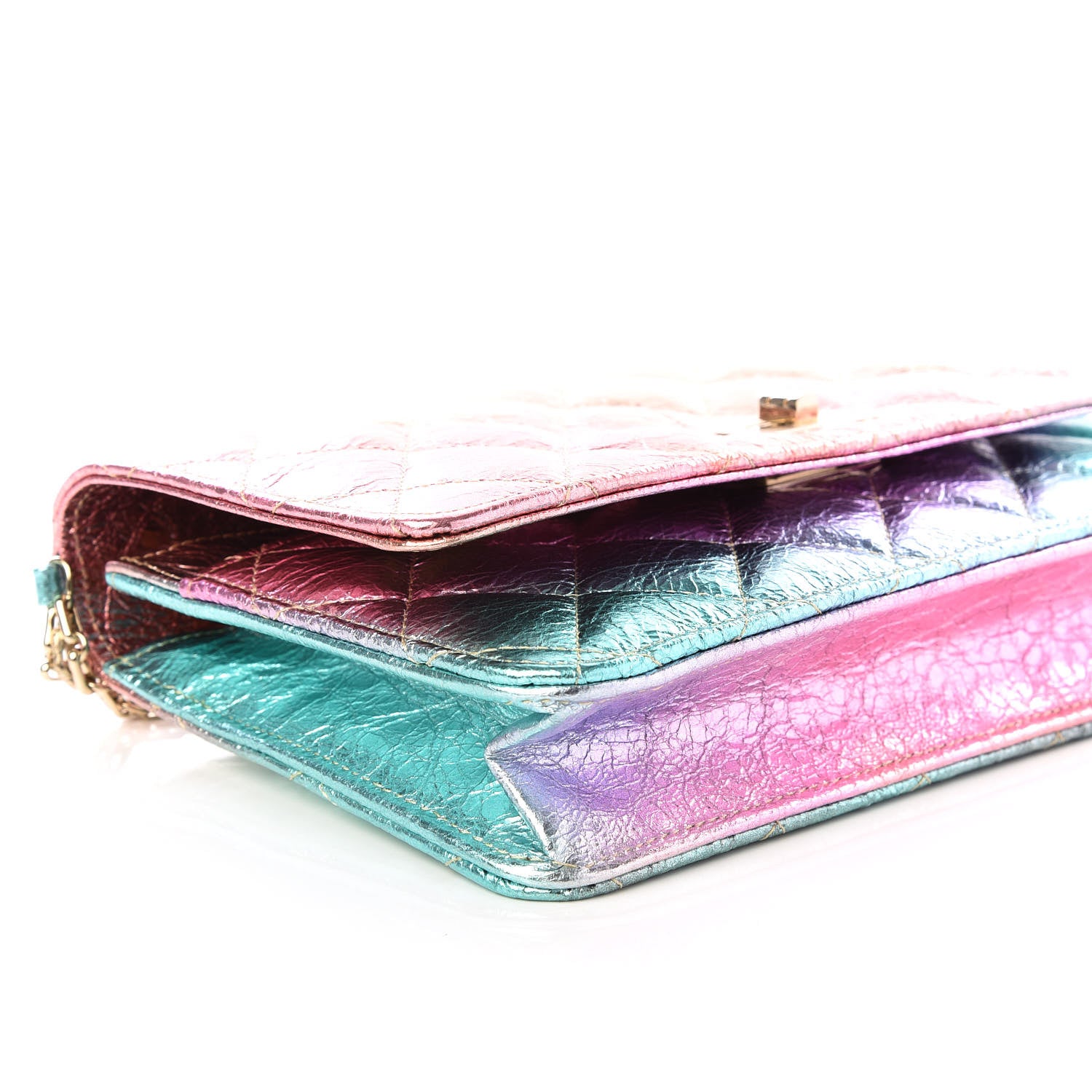 Chanel Metallic Goatskin Quilted 2.55 Reissue Wallet on Chain WOC Multicolor 5 of 10