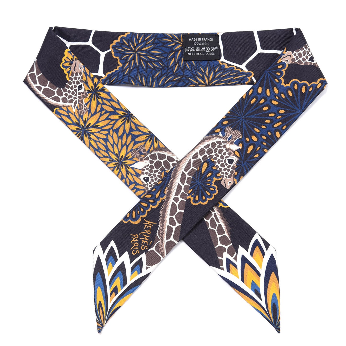 Silk Three Graces Twilly Black Gold Taupe