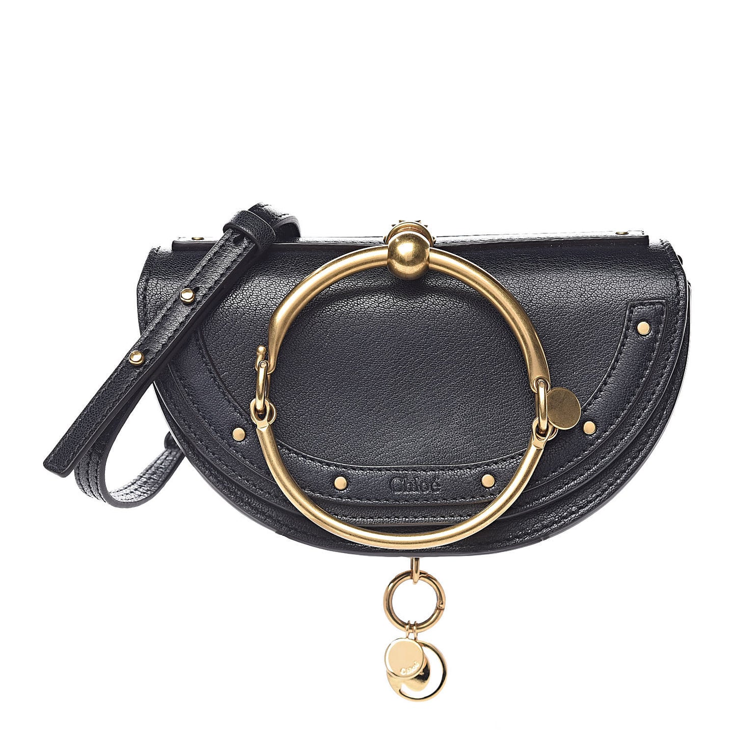 Calfskin Small Nile Bracelet Minaudiere Bag Black
