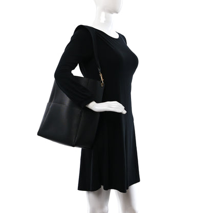 Celine Soft Grained Calfskin Sangle Bucket Bag Black 3 of 9