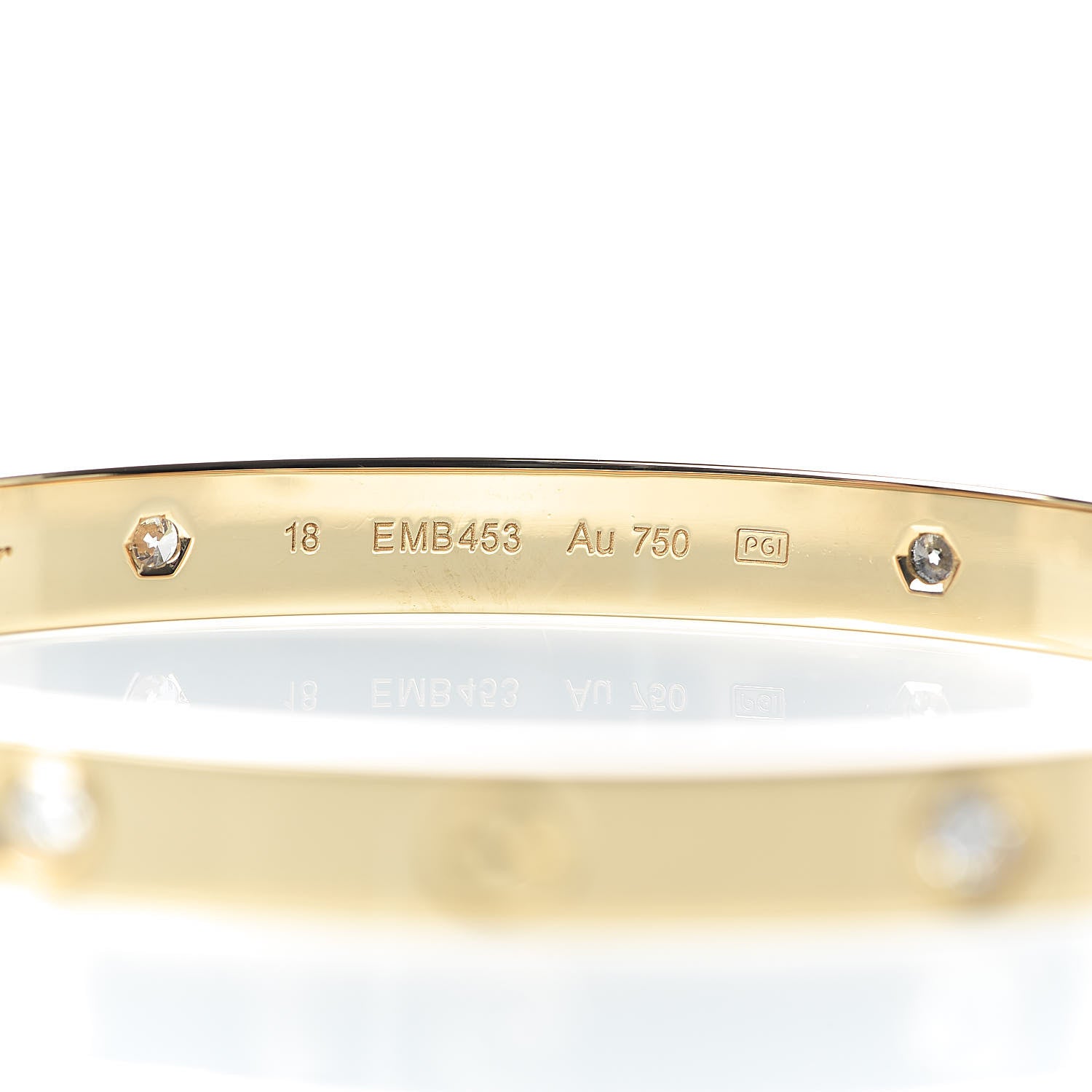 Cartier 18K Yellow Gold 4 Diamond LOVE Bracelet 18 7 of 8