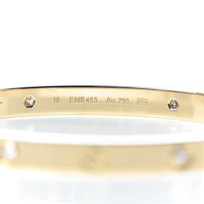 Cartier 18K Yellow Gold 4 Diamond LOVE Bracelet 18 7 of 8