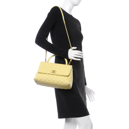 Chanel Caviar Quilted Small Coco Handle Flap Yellow 2 of 9
