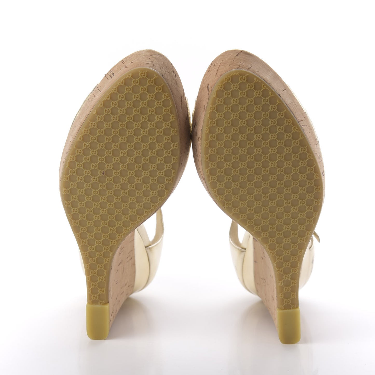 Cork Nappa Wedge Sandals 10 Gold