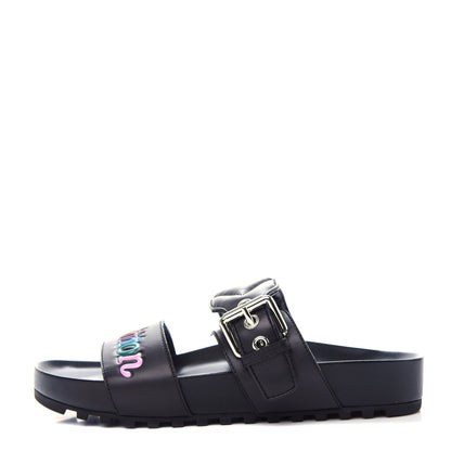 Louis Vuitton Calfskin New Wave Bom Dia Mule Sandals 36 Black 1 of 11