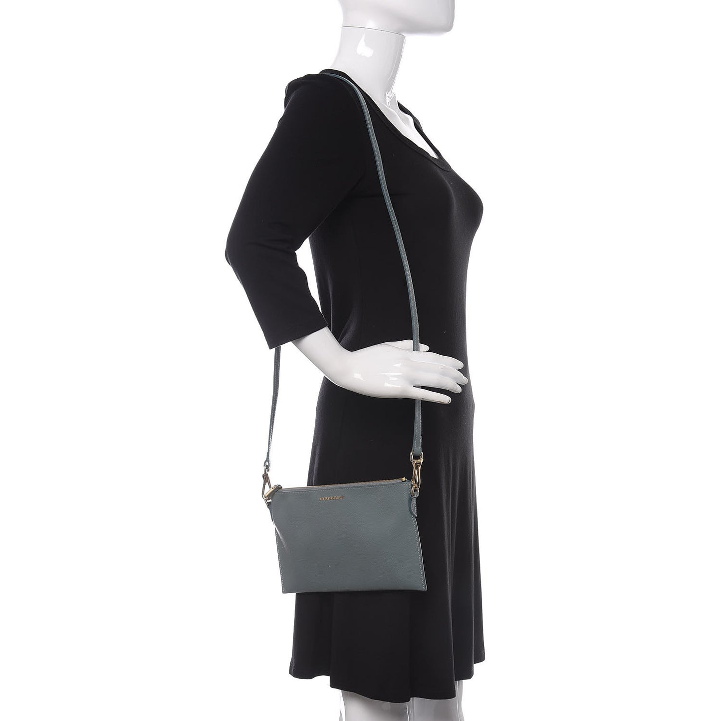 Patent Peyton Crossbody Clutch Bag Celadon Blue