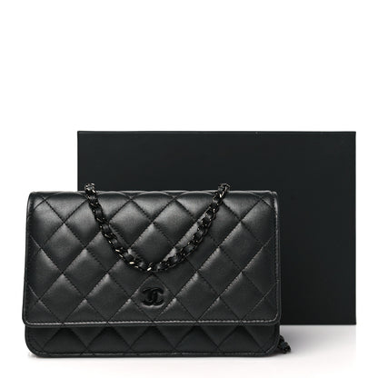 Chanel Iridescent Lambskin Quilted Wallet On Chain WOC So Black 12 of 12