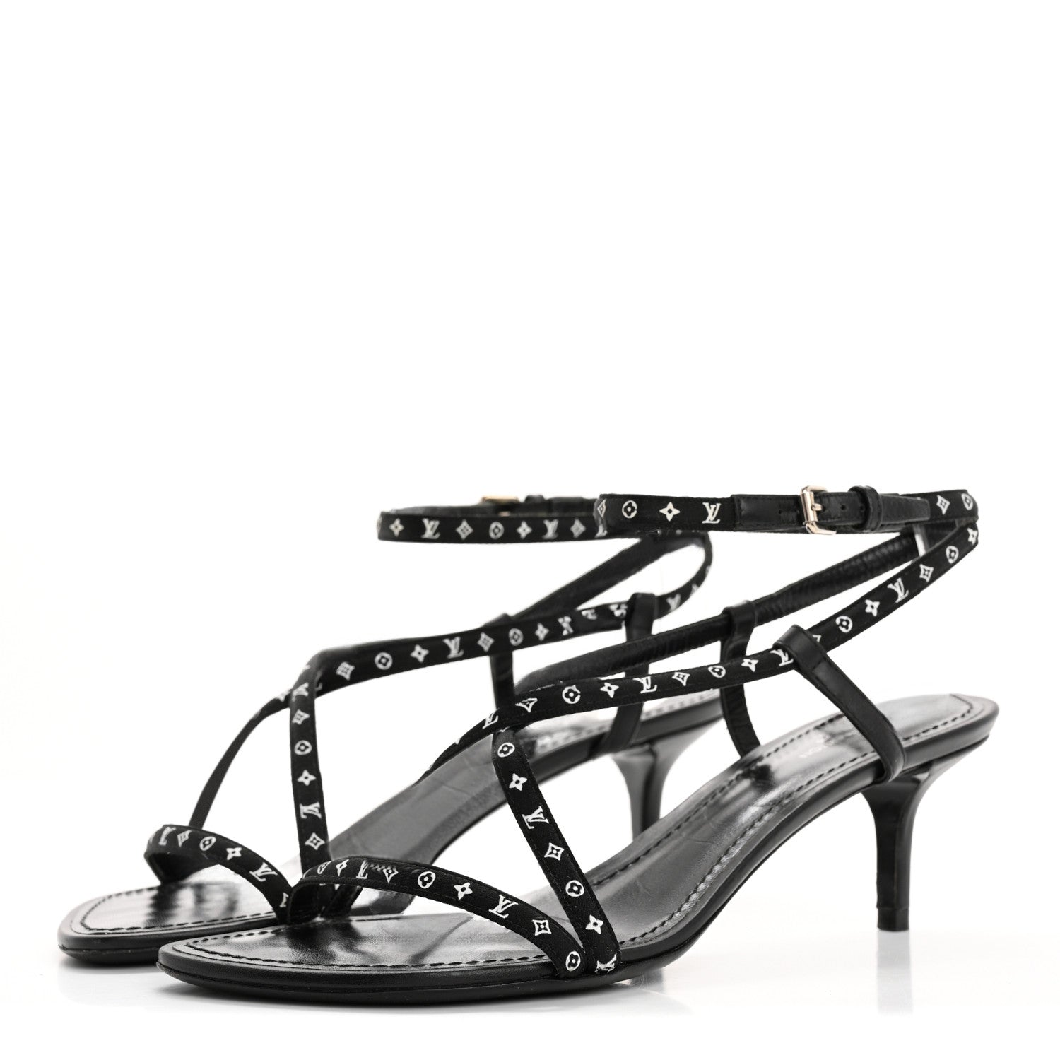Louis Vuitton Satin Calfskin Citizen Sandals 37 Black 4 of 13