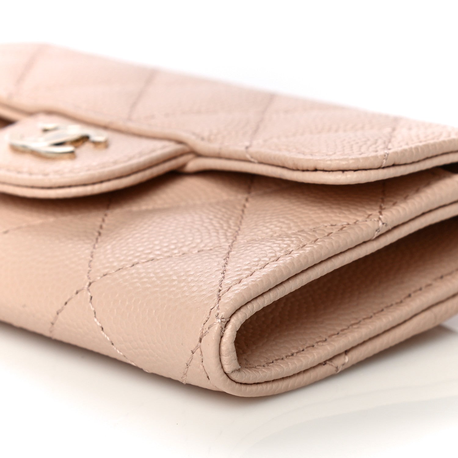 Chanel Caviar Quilted Flap Card Holder Wallet Beige 11 of 12