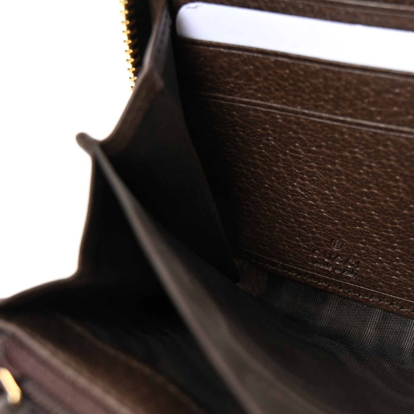 GG Supreme Monogram Web Ophidia Zip Around Wallet Brown