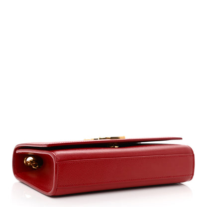 Saint Laurent Grain De Poudre Small Monogram Kate Satchel Red 4 of 10