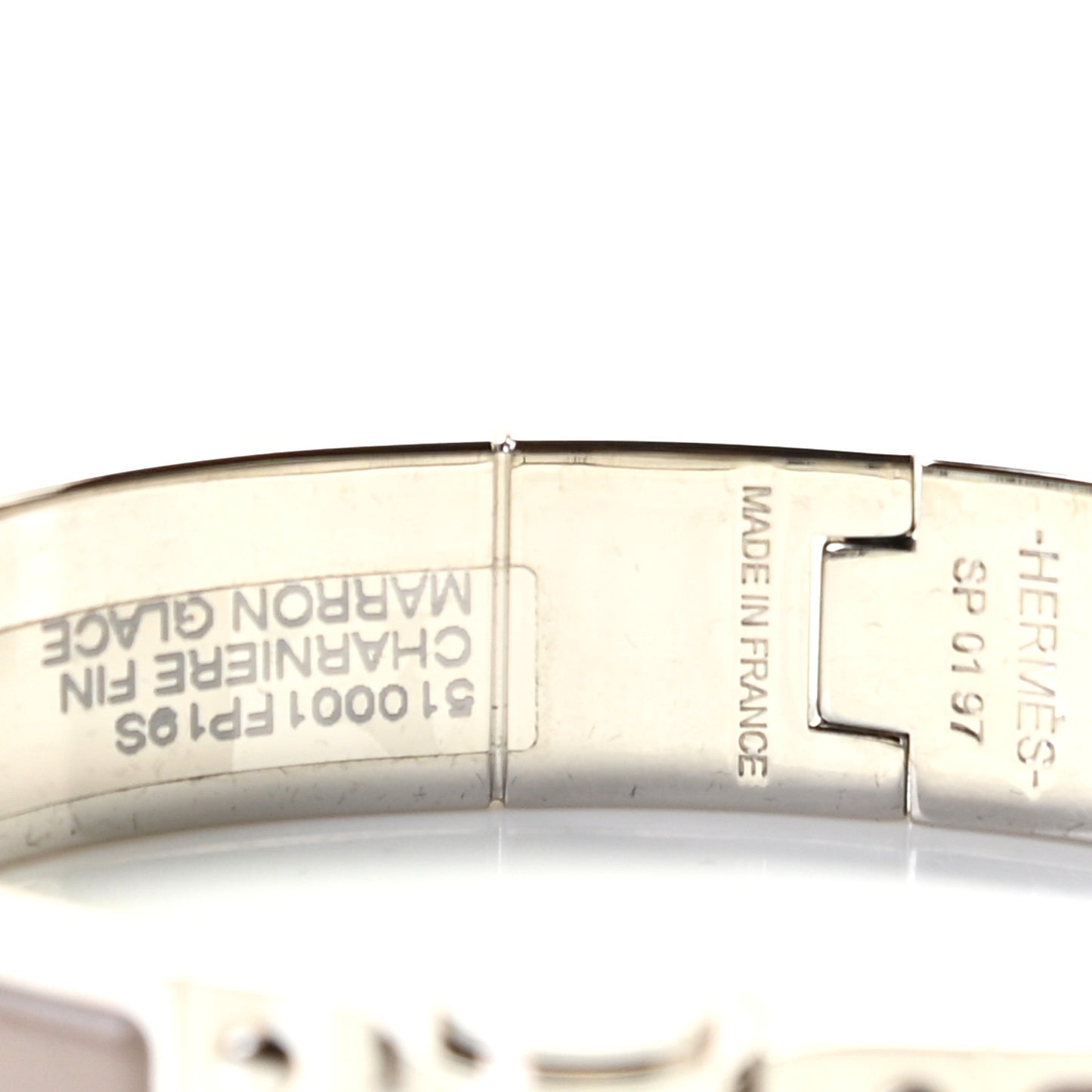 Enamel Charniere Uni Narrow Hinged Bracelet S Marron Glace