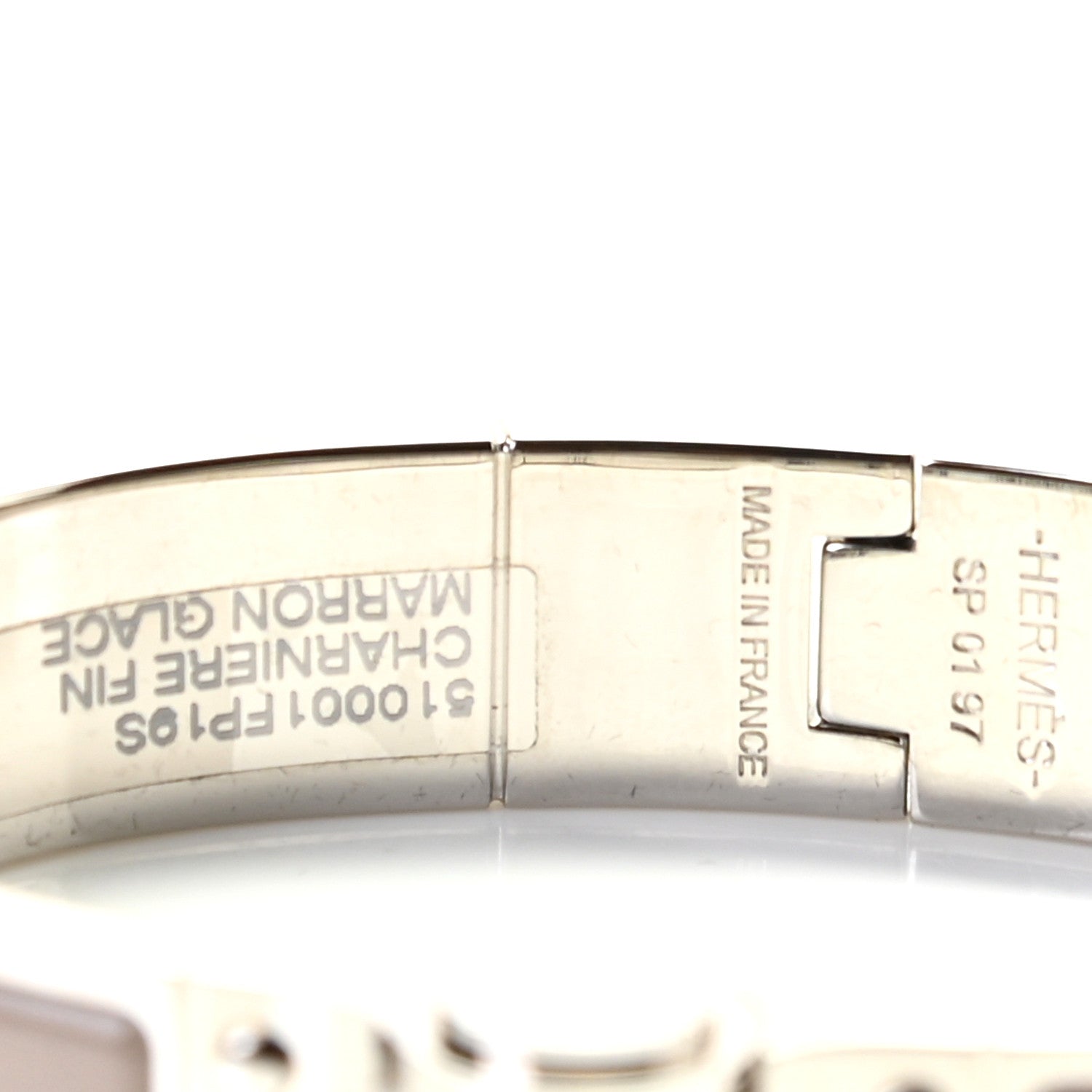 Hermes Enamel Charniere Uni Narrow Hinged Bracelet S Marron Glace 5 of 5