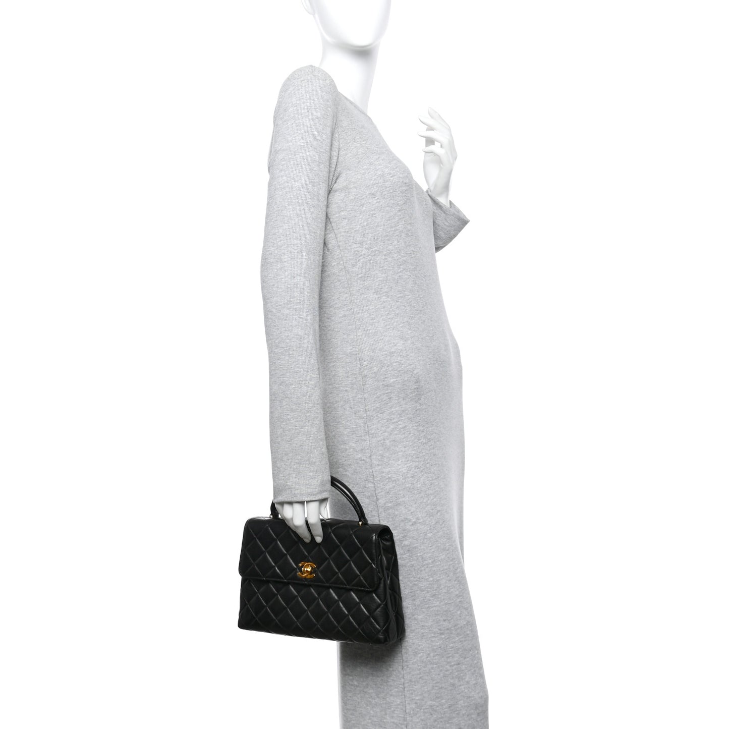 Lambskin Quilted Medium Kelly Flap Bag Black