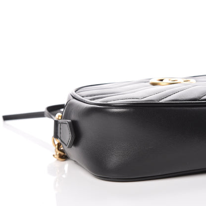 Gucci Calfskin Matelasse Mini GG Marmont Chain Shoulder Bag Black 8 of 11