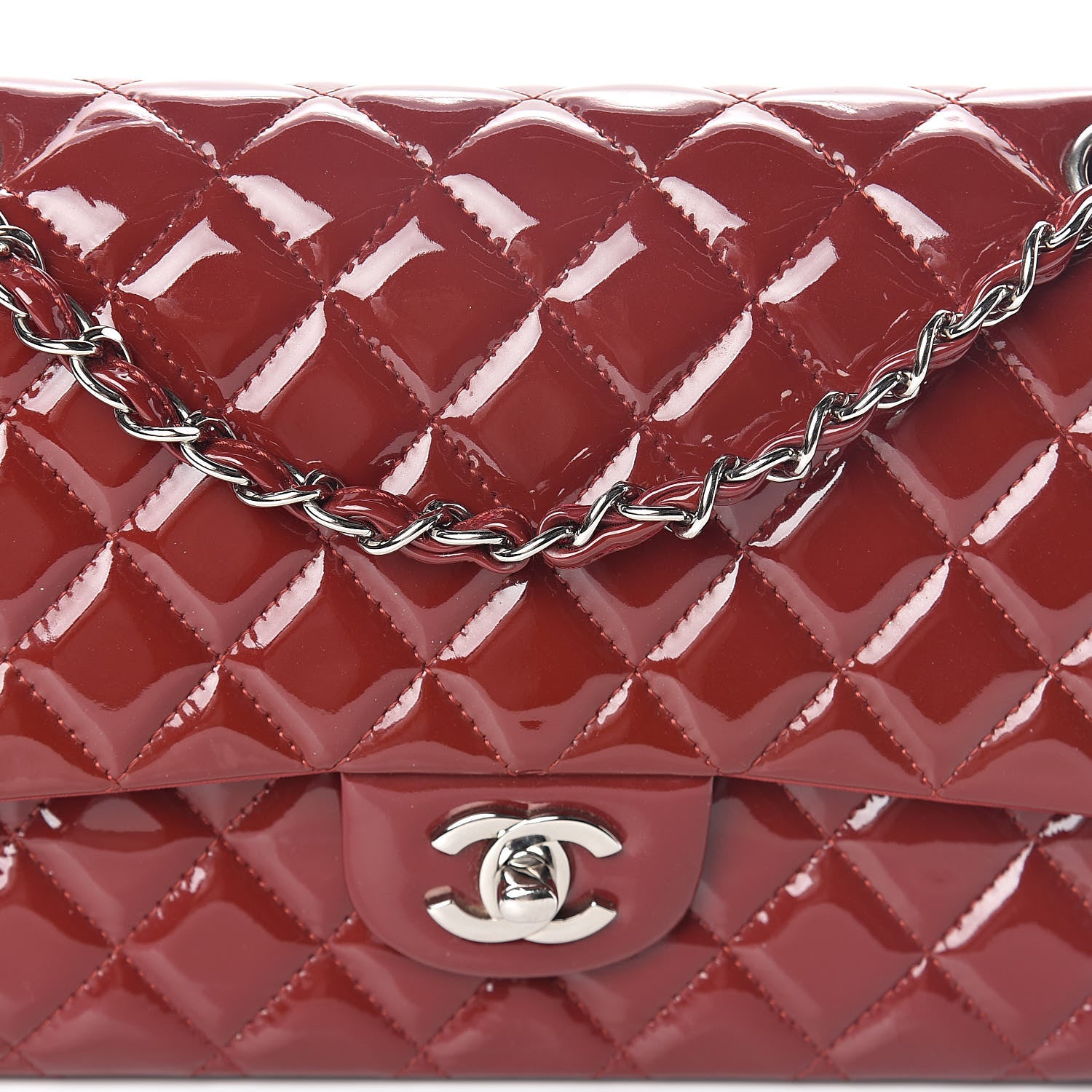 Chanel Patent Calfskin Quilted Medium Double Flap Red 12 of 14