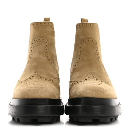 Hermes Suede Goatskin Chelsea Ankle Boots 37 Beige Gobi 3 of 13
