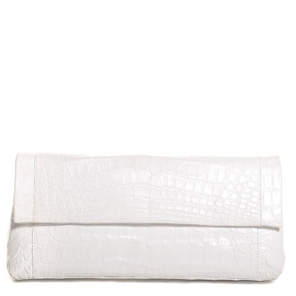 Nancy Gonzalez Glossy Crocodile Gotham Clutch White 1 of 9