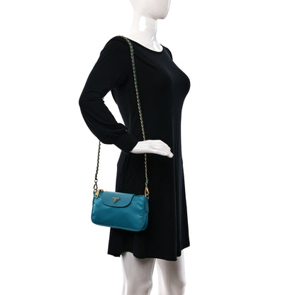 Prada Tessuto Nylon Saffiano Crossbody Bag Turchese 2 of 8
