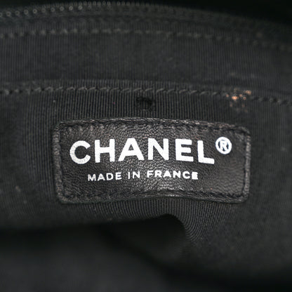 Chanel Deerskin Chevron Medium CC Chain Bucket Drawstring Bag Black 6 of 11