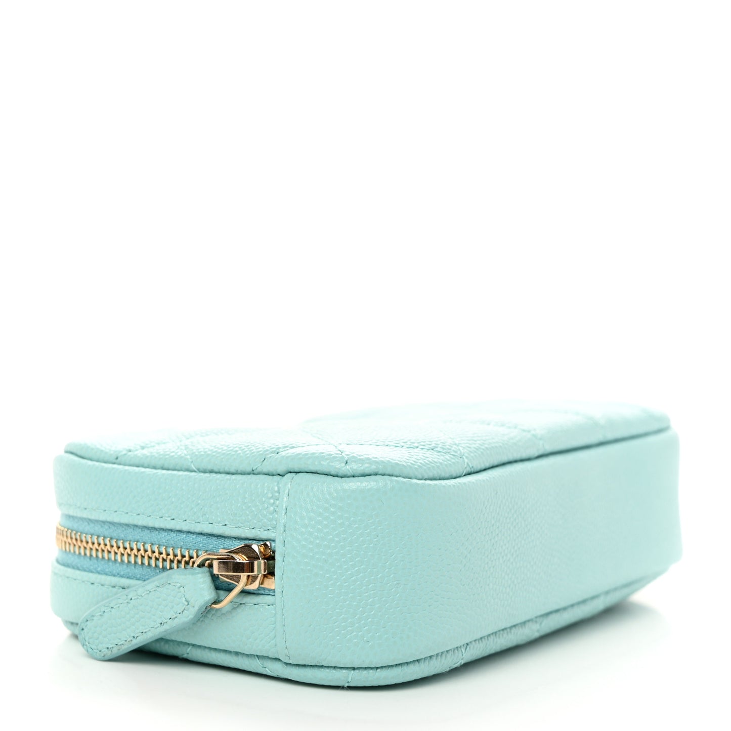 Caviar Quilted Small Curvy Pouch Cosmetic Case Light Blue