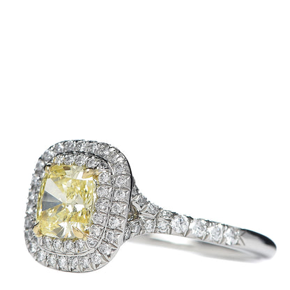 Tiffany Platinum 18K Yellow Gold Fancy Yellow Diamond Soleste Engagement Ring 53 6.25 3 of 5