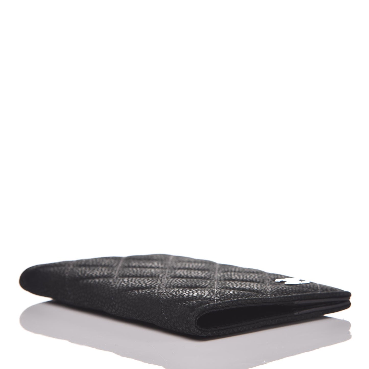 Iridescent Caviar Quilted Passport Holder Black