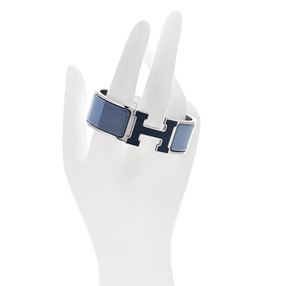 Hermes Enamel Wide Clic Clac H Bracelet PM Rainbow Bleu 2 of 5