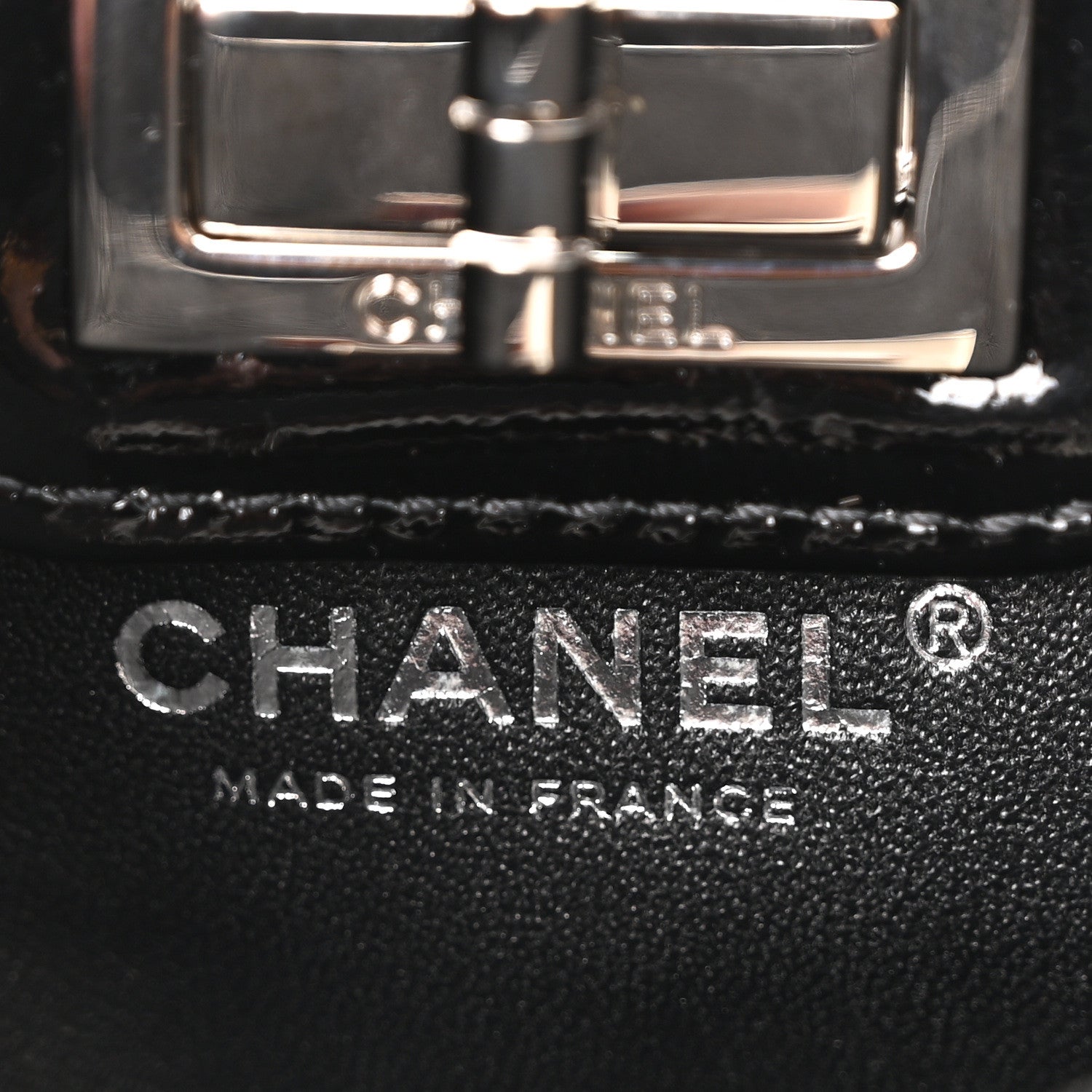Chanel Patent Mademoiselle Lock Convertible Wrist Clutch Bag Black 5 of 10