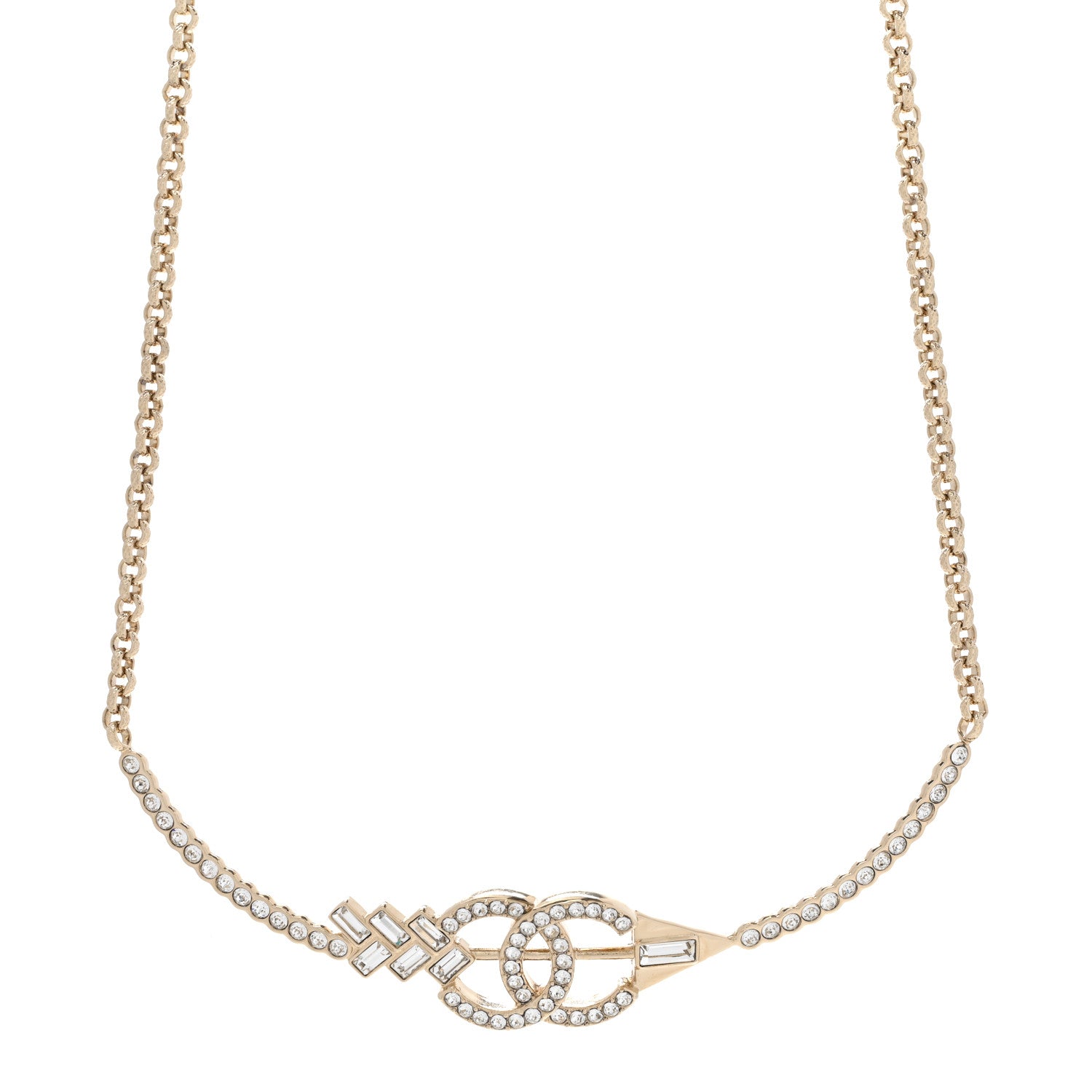 Chanel Crystal CC Arrow Necklace Gold 1 of 7