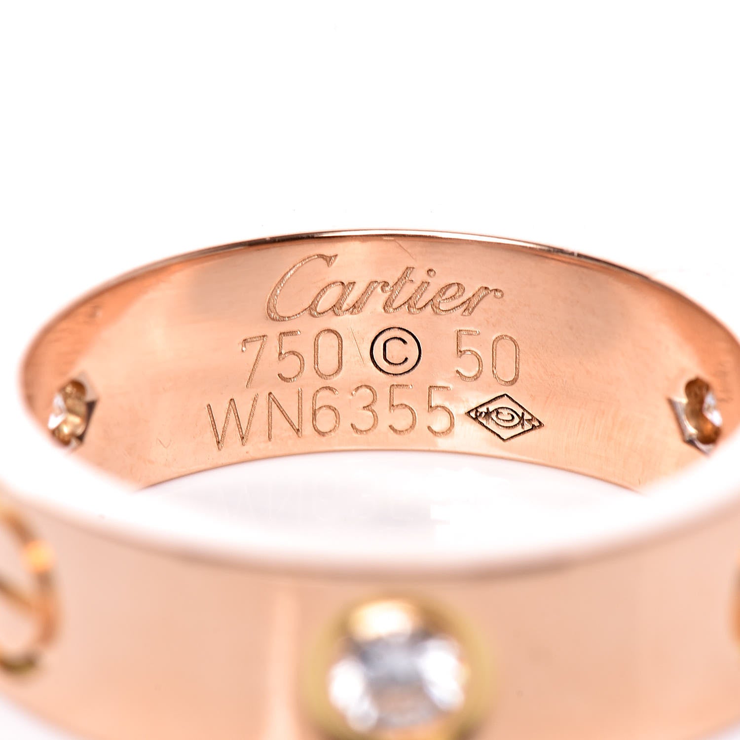 Cartier 18K Pink Gold 3 Diamond 5.5mm LOVE Ring 50 5.25 4 of 5