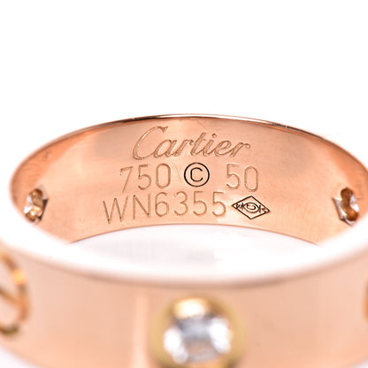 Cartier 18K Pink Gold 3 Diamond 5.5mm LOVE Ring 50 5.25 4 of 5