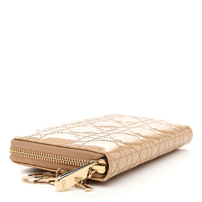 Christian Dior Patent Cannage Lady Dior Continental Zip Wallet Beige 4 of 8