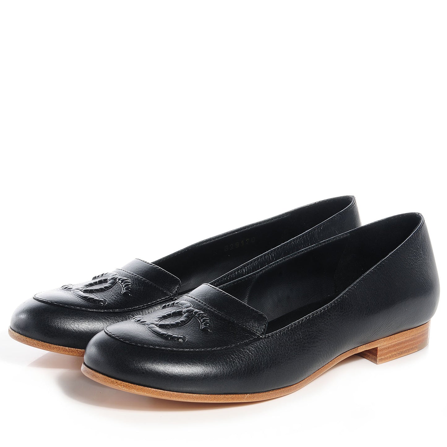 Leather CC Loafers 39 Black