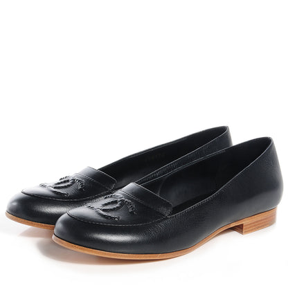 Chanel Leather CC Loafers 39 Black 3 of 8