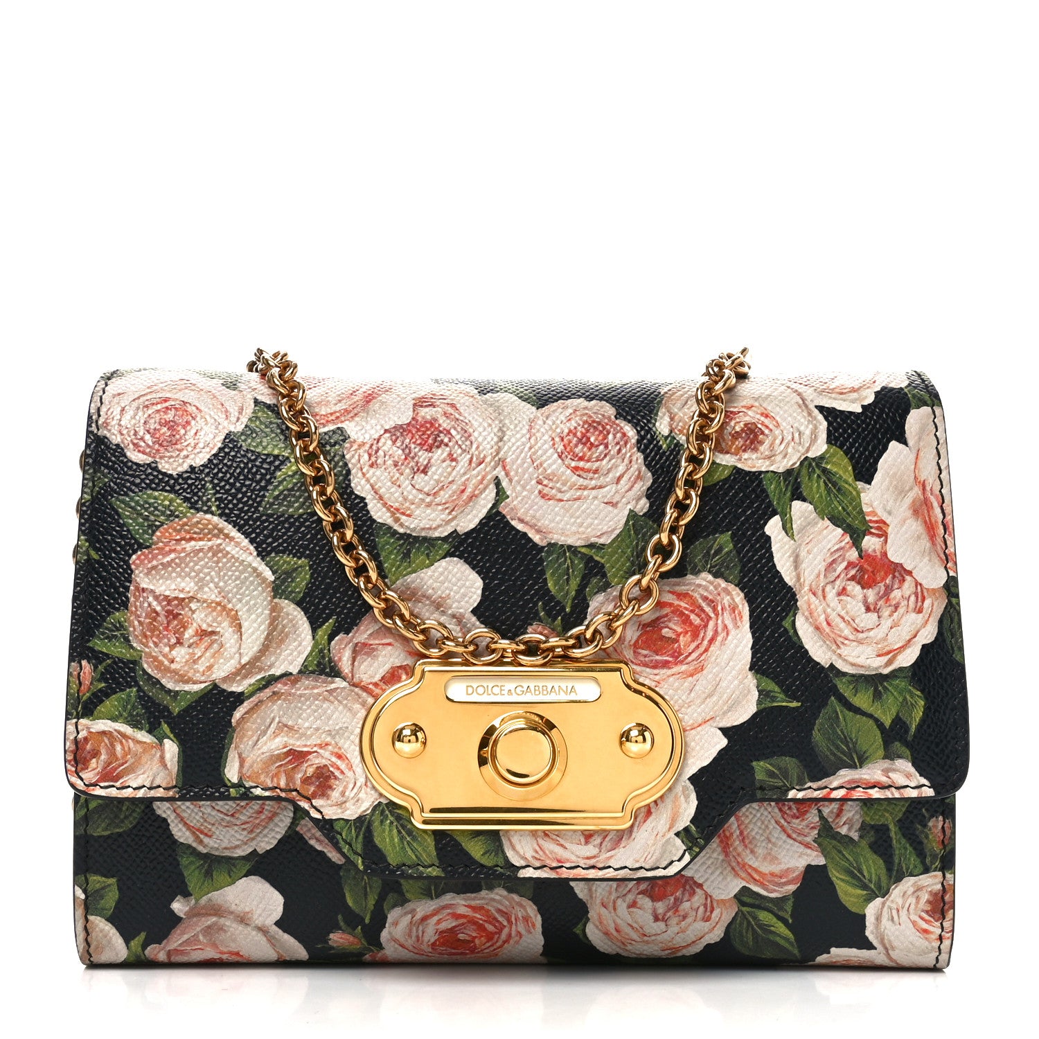 Dolce & Gabbana Dauphine Floral Print Micro Welcome Crossbody Bag Black Multicolor 1 of 9