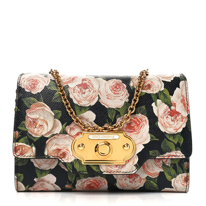 Dolce & Gabbana Dauphine Floral Print Micro Welcome Crossbody Bag Black Multicolor 1 of 9