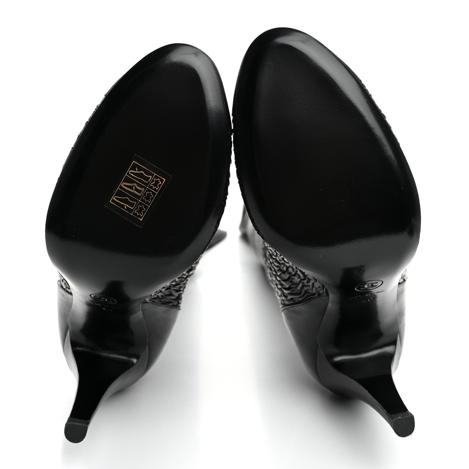 Chanel Calfskin Embossed Cap Toe CC Over The Knee Boots  40 Black 6 of 10