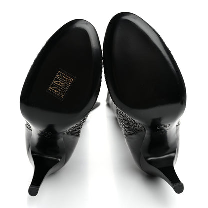 Chanel Calfskin Embossed Cap Toe CC Over The Knee Boots  40 Black 6 of 10