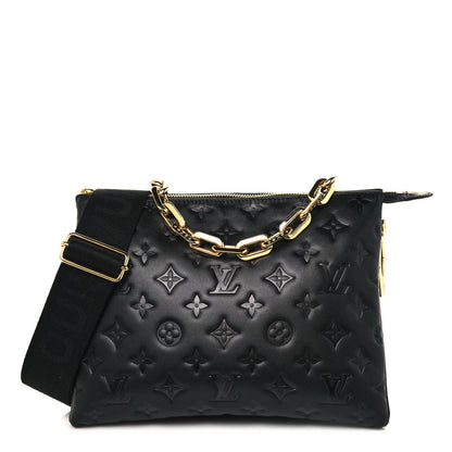Louis Vuitton Lambskin Embossed Monogram Coussin PM Black 1 of 12