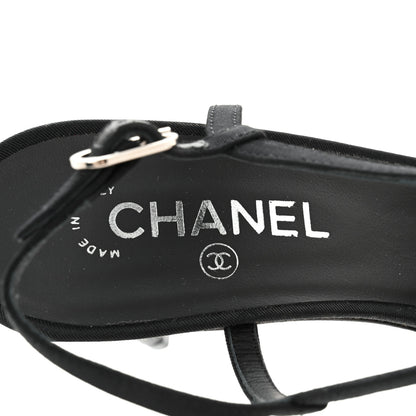Chanel Grosgrain Pearl Sandals 41 Black 8 of 10
