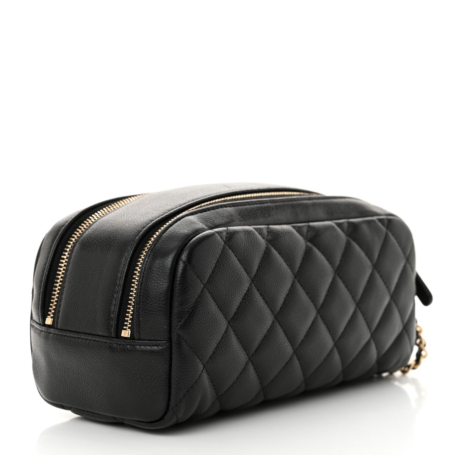 Chanel Caviar Quilted Toiletry Case With Chain Black 3 of 11