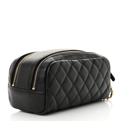 Chanel Caviar Quilted Toiletry Case With Chain Black 3 of 11