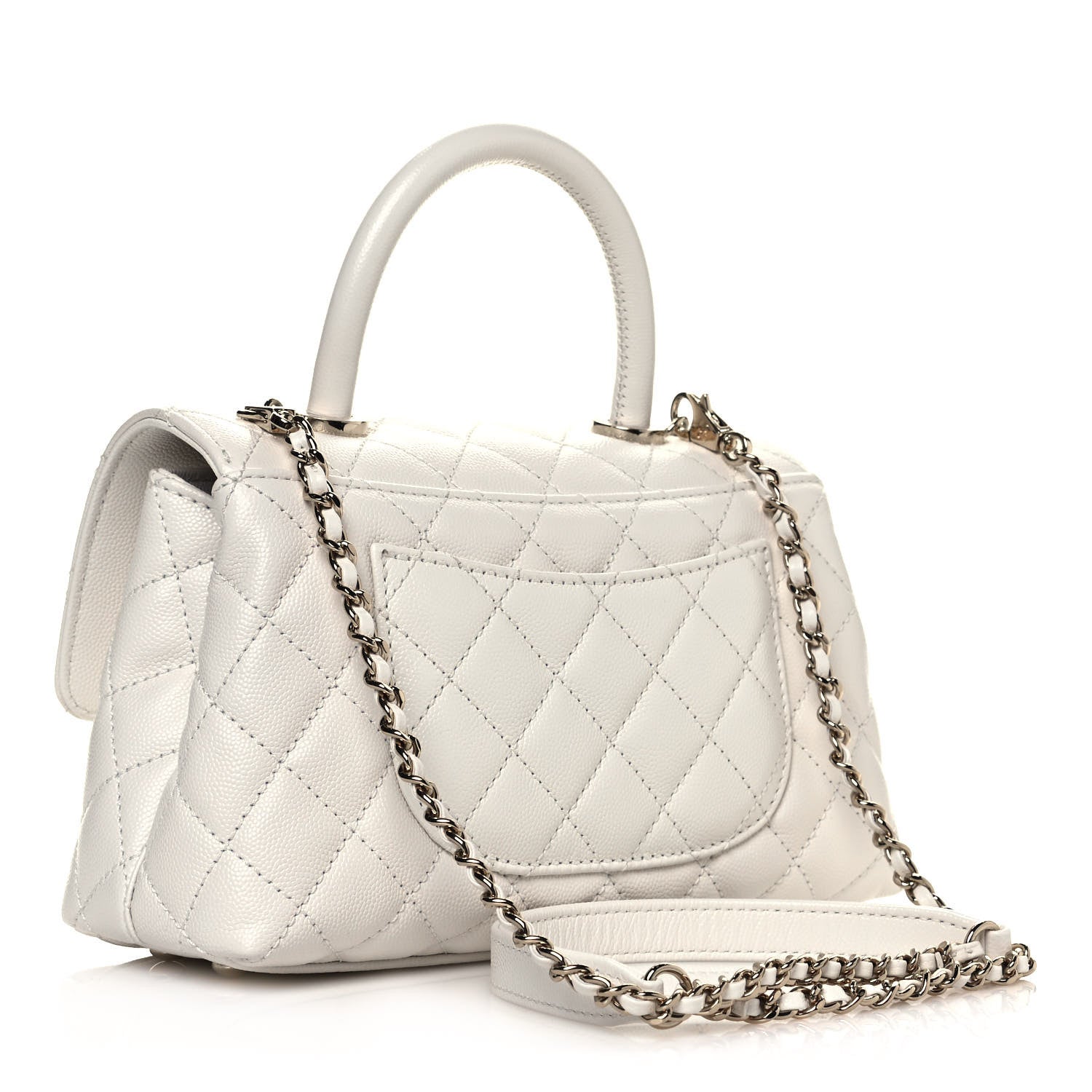 Chanel Caviar Quilted Mini Coco Handle Flap White 3 of 11