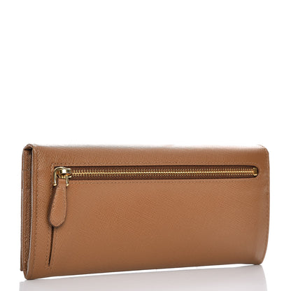 Prada Saffiano Continental Flap Wallet Caramel 3 of 10